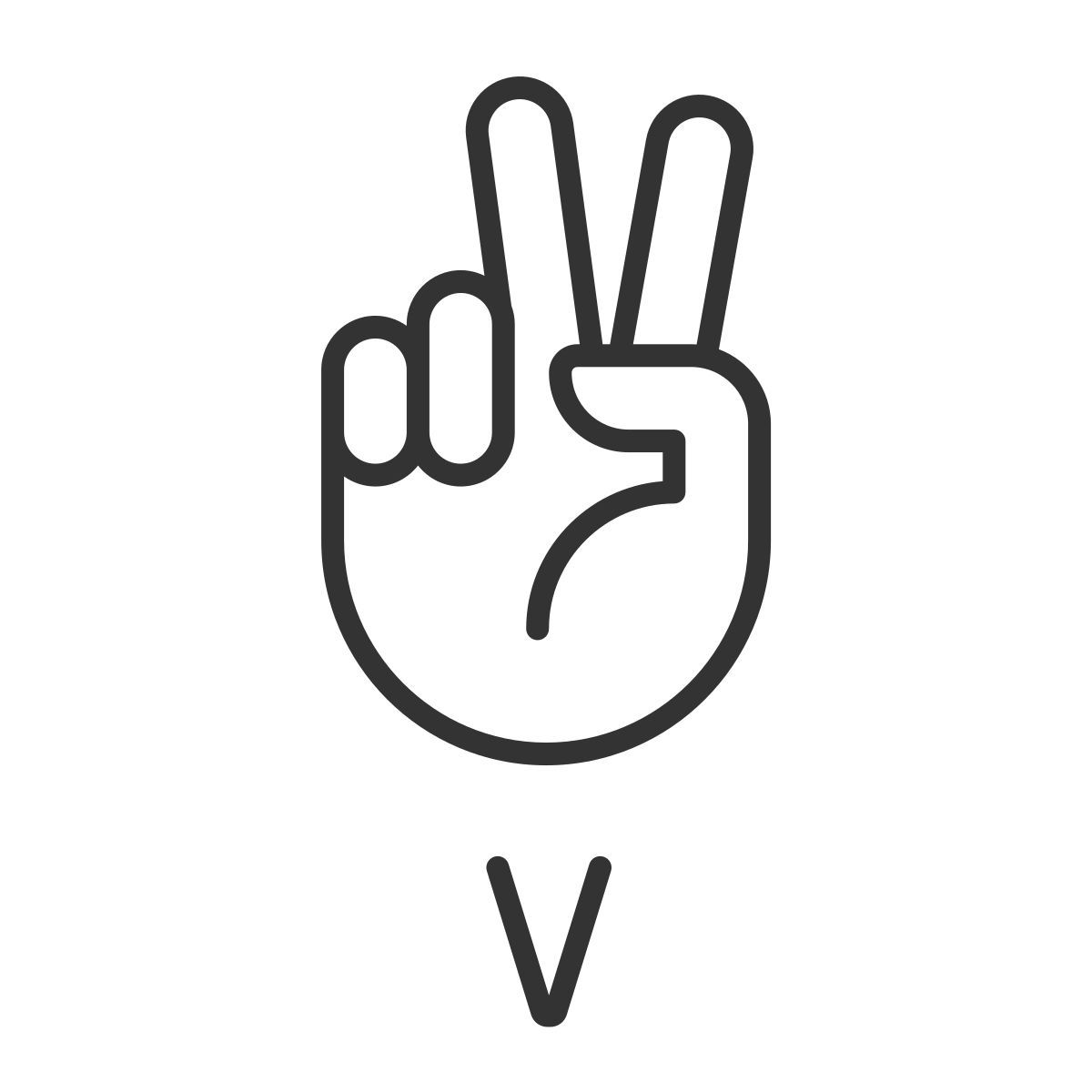 letter v in asl icon