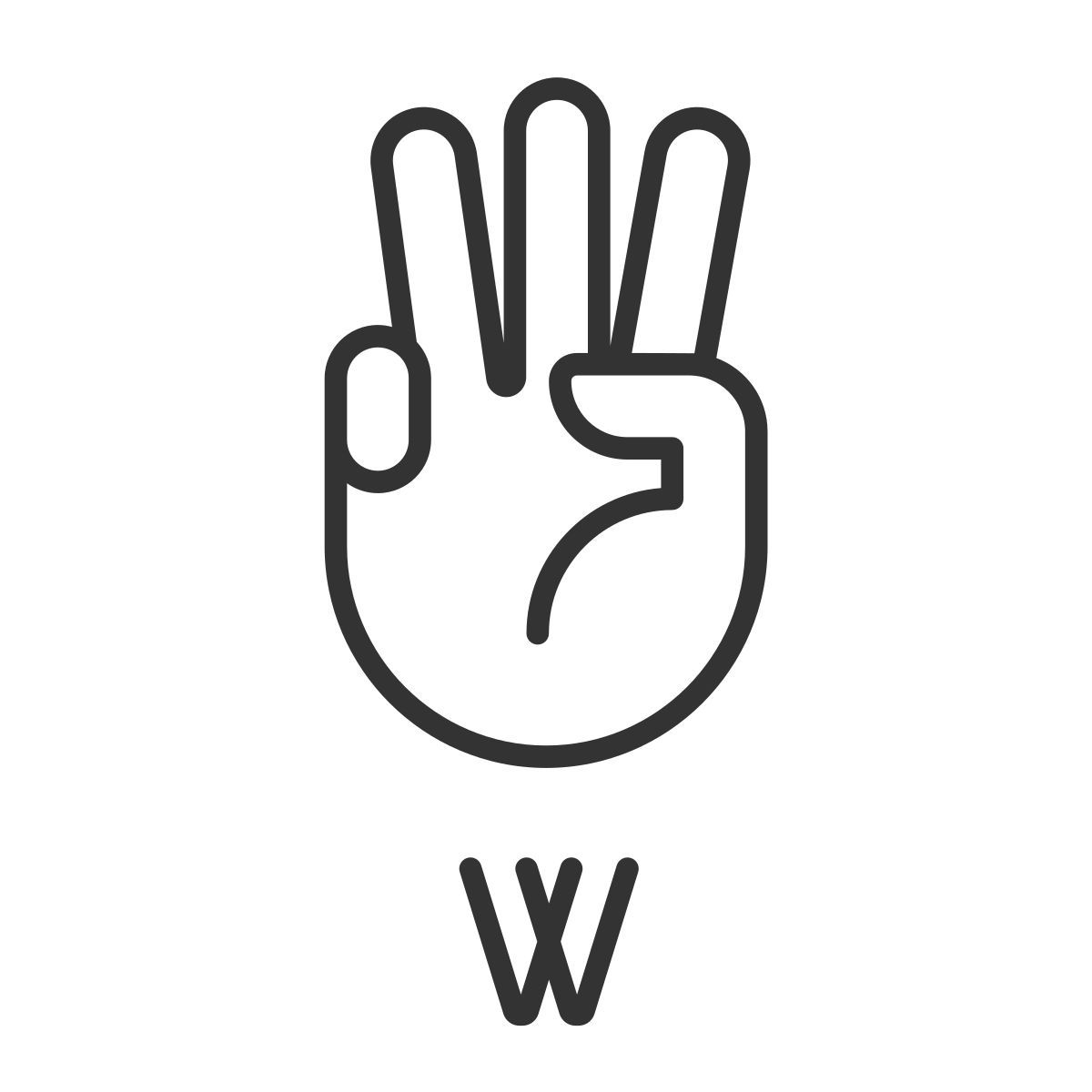 letter w in asl icon