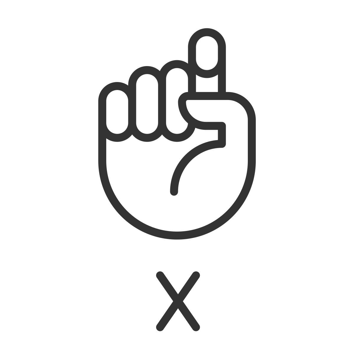 letter x in asl icon