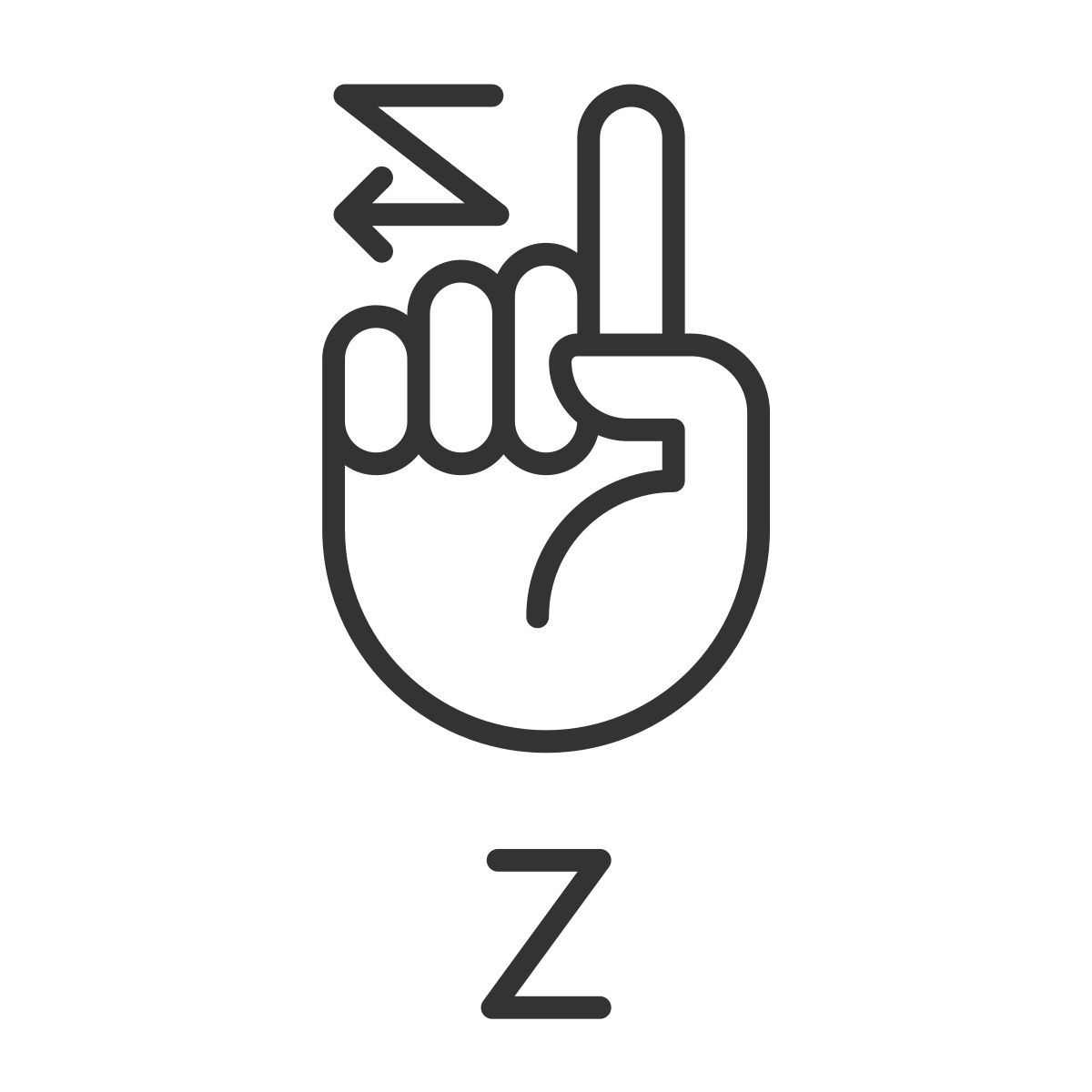letter z in asl icon
