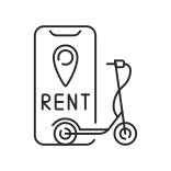 external Electric-Scooter-Rental-car-sharing-linear-outline-icons-papa-vector icon