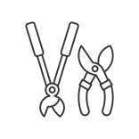 external Garden-Secateurs-gardening-tools-linear-outline-icons-papa-vector icon