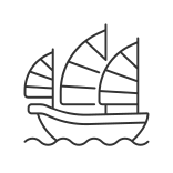 external Junk-Ship-china-linear-outline-icons-papa-vector icon