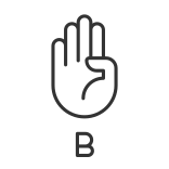 external Letter-B-in-ASL-american-sign-language-linear-outline-icons-papa-vector icon