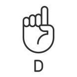 external Letter-D-in-ASL-american-sign-language-linear-outline-icons-papa-vector icon
