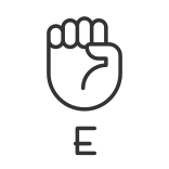 external Letter-E-in-ASL-american-sign-language-linear-outline-icons-papa-vector icon
