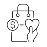 external Money-From-Purchases-Going-To-Charity-loyalty-program-linear-outline-icons-papa-vector icon