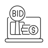 external Online-Auction-auction-linear-outline-icons-papa-vector icon