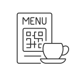 external QR-Menu-contactless-technology-linear-outline-icons-papa-vector icon