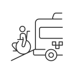external Wheelchair-Van-taxi-service-linear-outline-icons-papa-vector icon