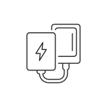 external charger-travel-size-objects-icons-linear-outline-linear-outline-icons-papa-vector icon