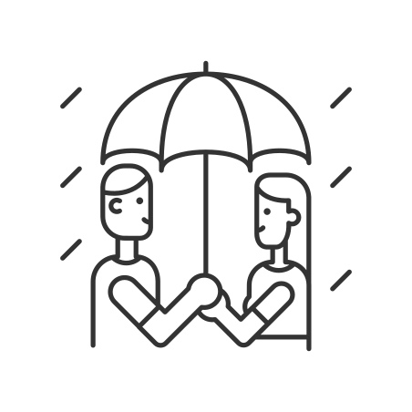 Couple Standing Under Umbrella icon in Linear outline icons Style