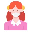 external girl-woman-avatar-with-medical-mask-linector-flat-linector icon