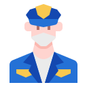 external police-man-avatar-with-mask-linector-flat-linector icon