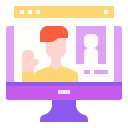 external video-conference-stay-home-activities-linector-flat-linector icon