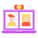 external videocall-stay-home-activities-linector-flat-linector icon