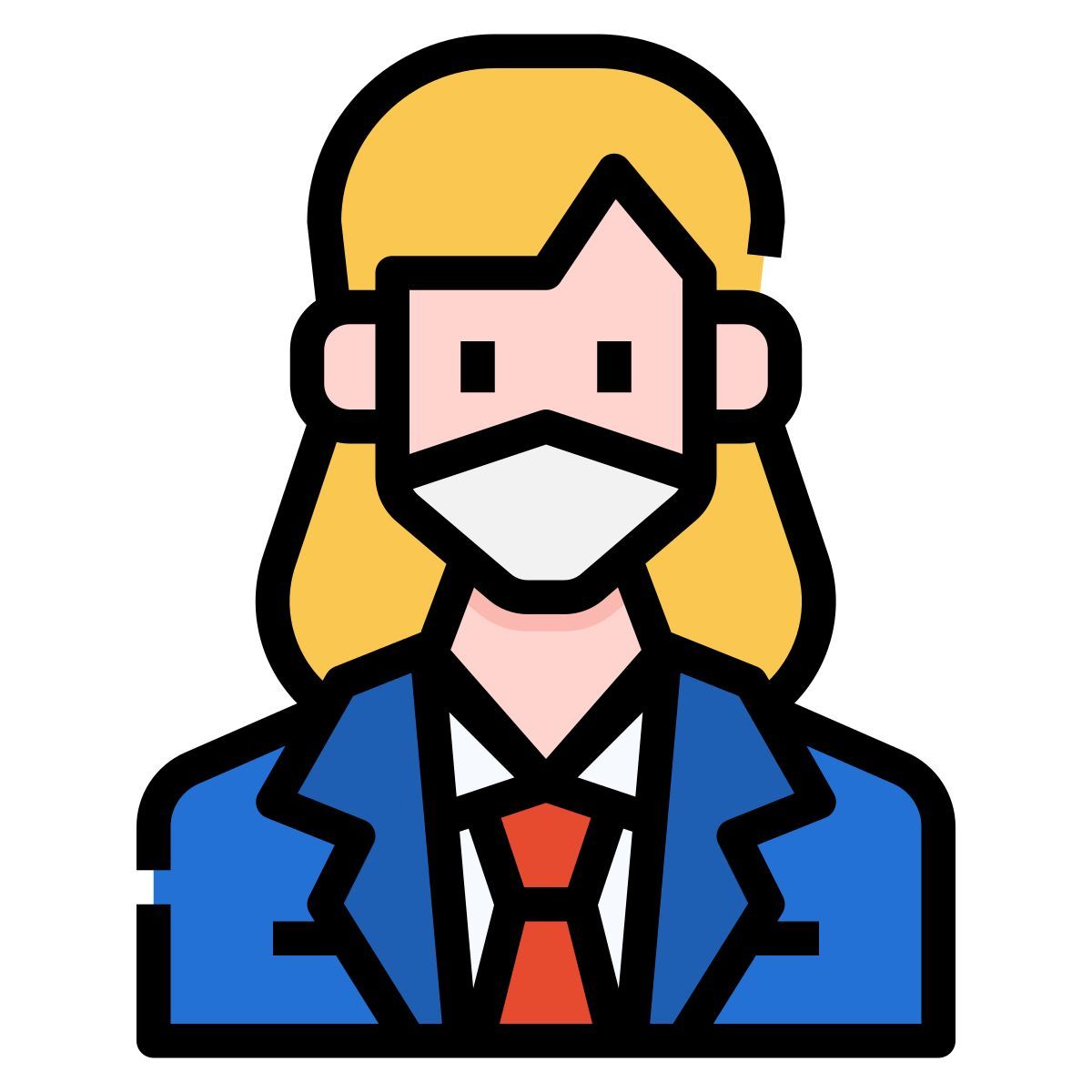businesswoman in mask icon
