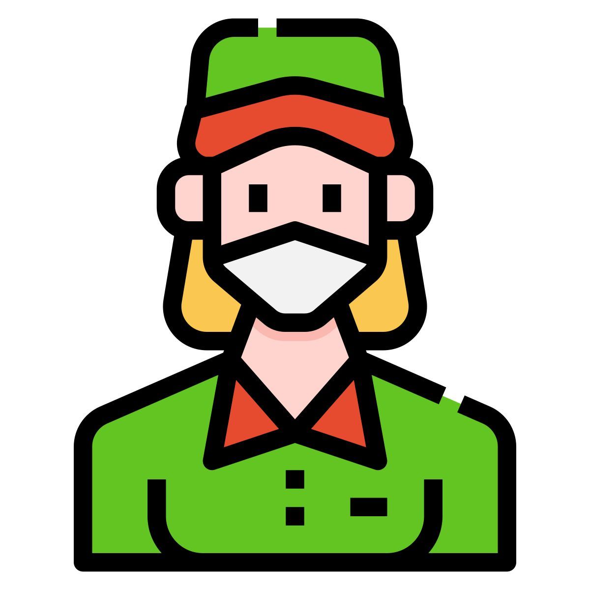 delivery woman in mask icon