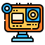 external action-camera-travel-linector-lineal-color-linector icon