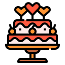 external cake-romantic-love-linector-lineal-color-linector icon
