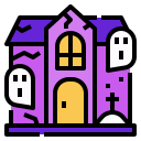external haunted-house-horror-decoration-linector-lineal-color-linector icon