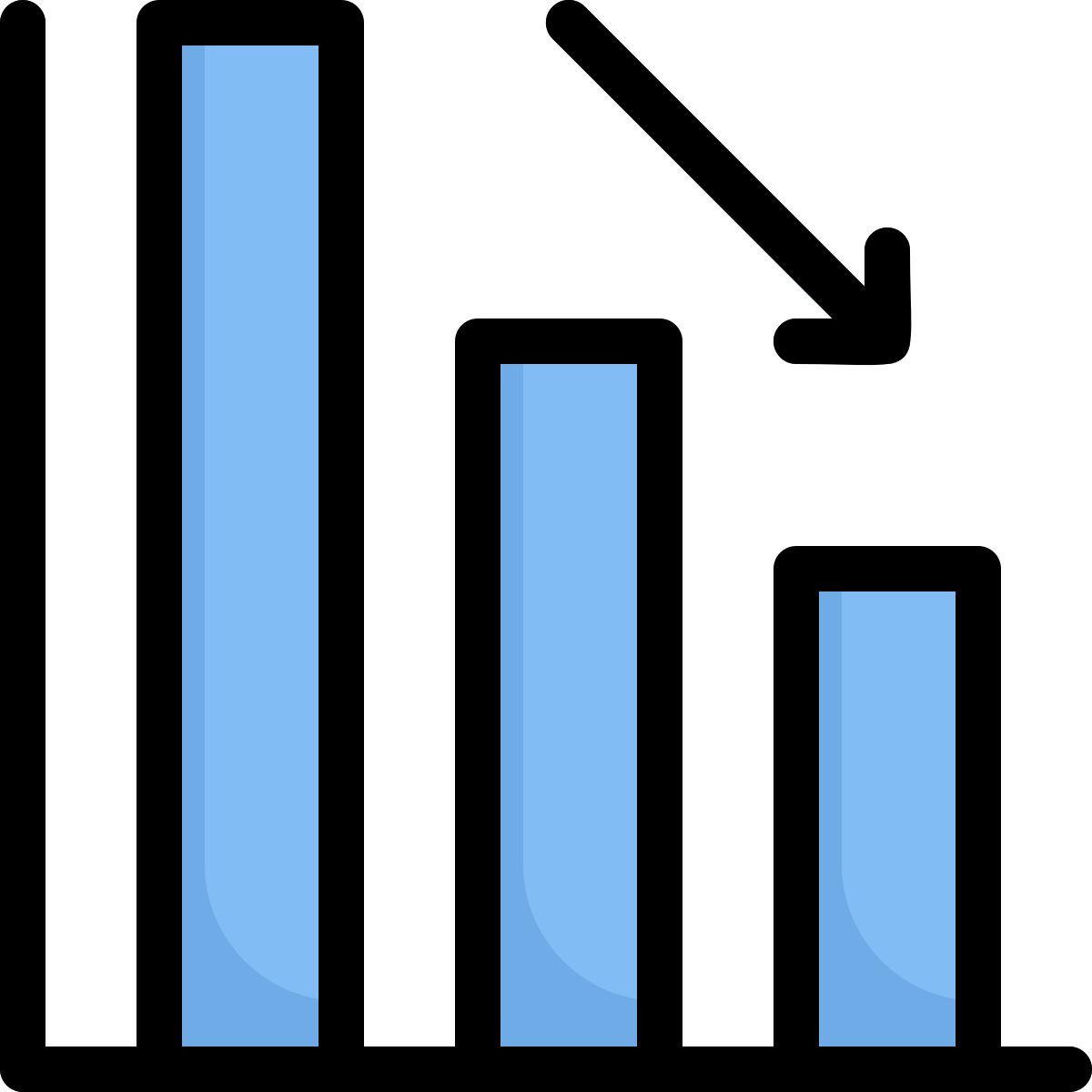 chart statistic decreased icon