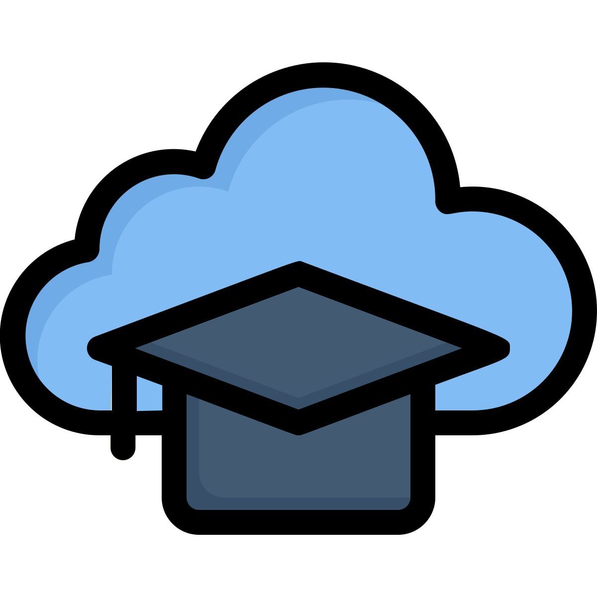 cloud mortarboard icon