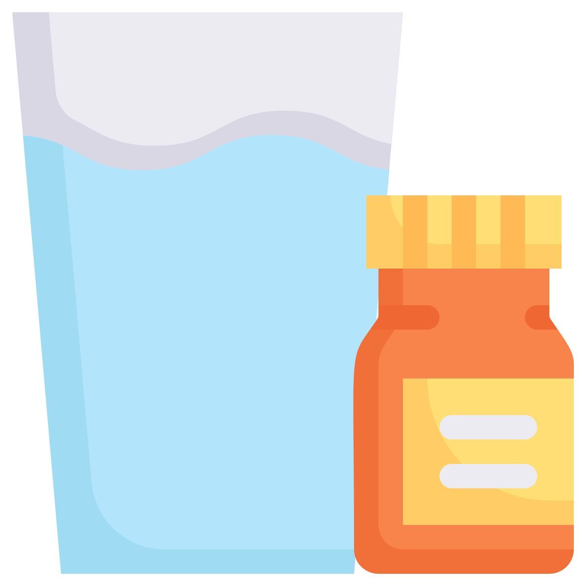 a glass of water and vitamin icon