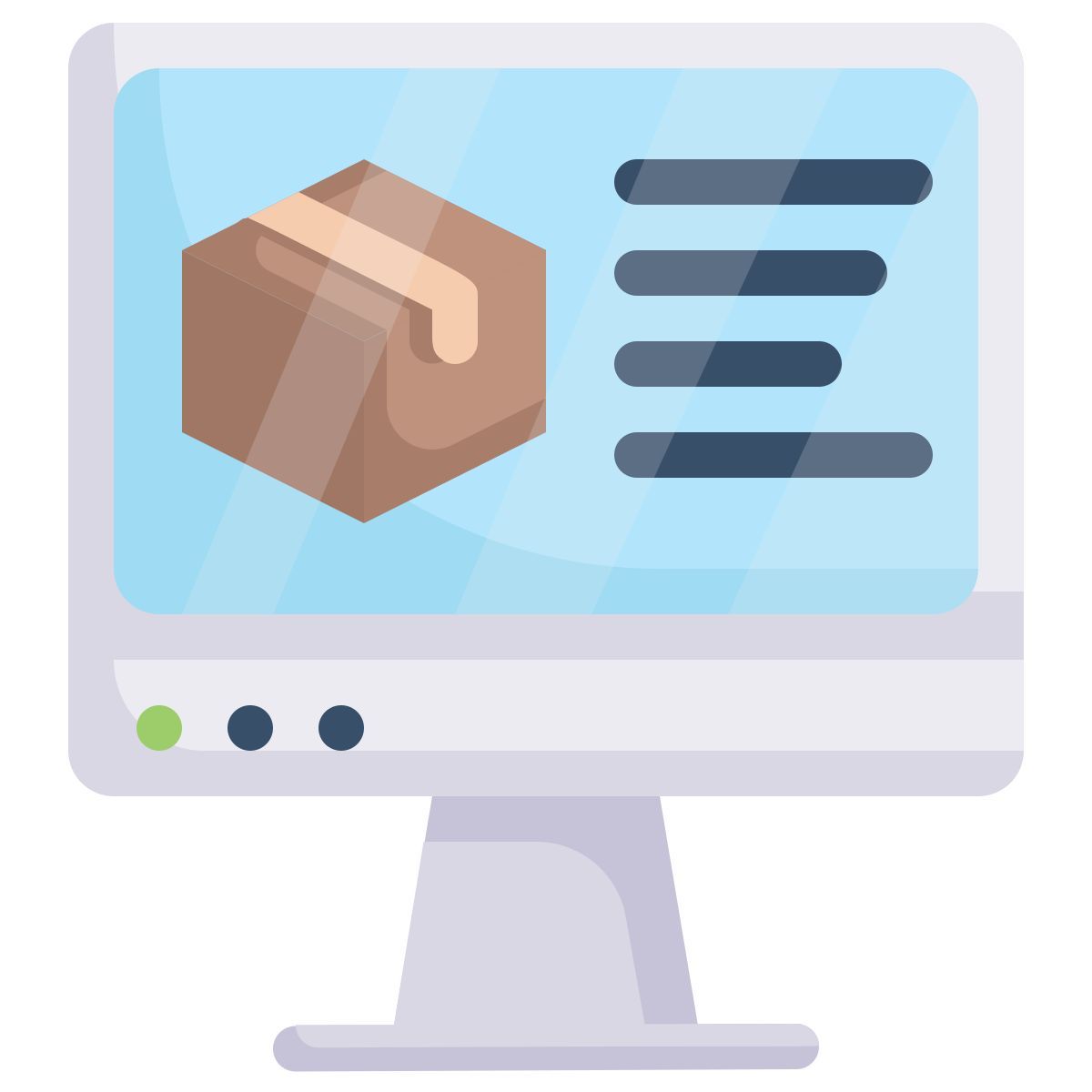 Computador com entrega em caixa icon