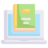 external book-on-laptop-online-learning-flat-obvious-flat-kerismaker icon