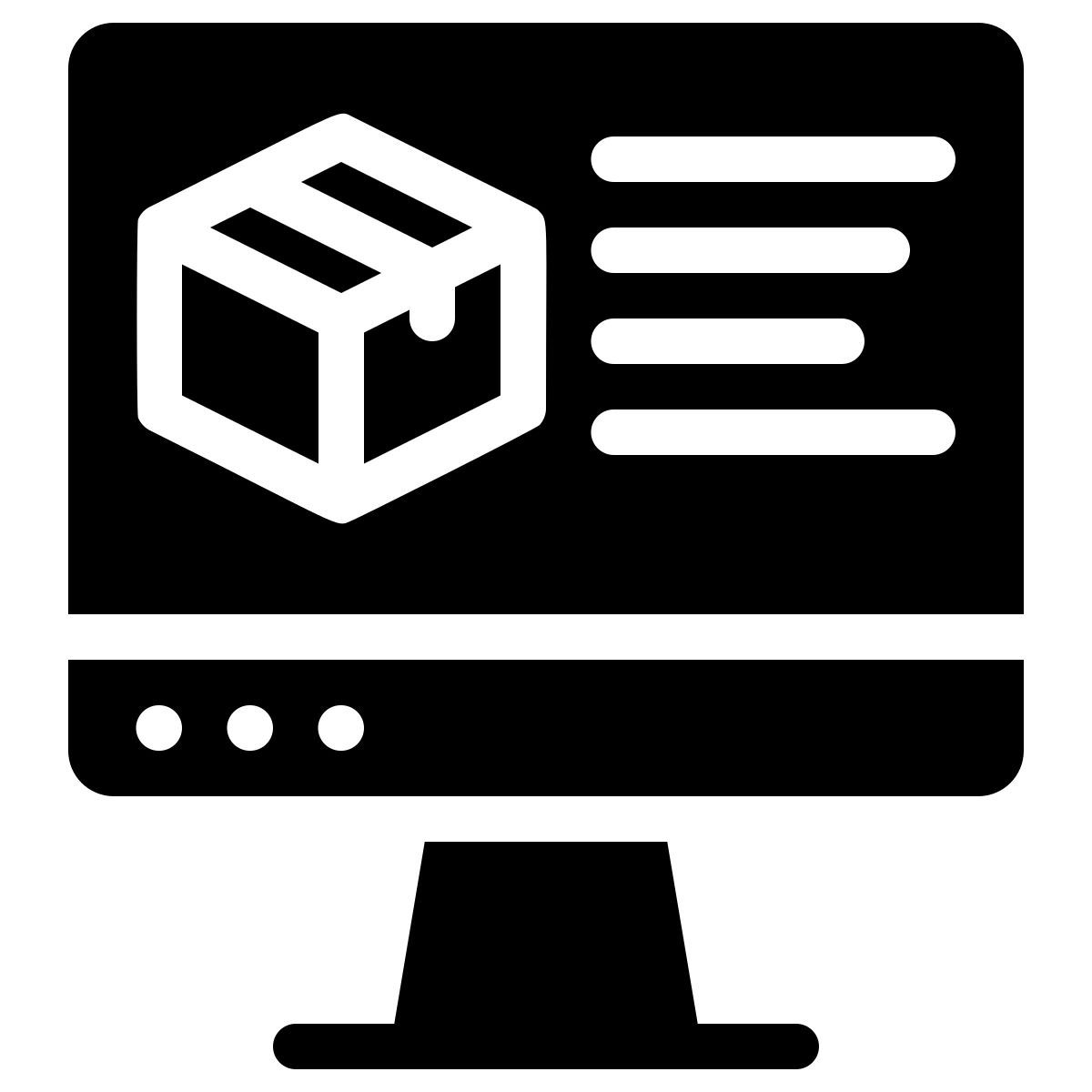 computer with box delivery icon