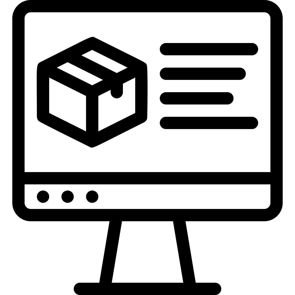 computer with box delivery icon
