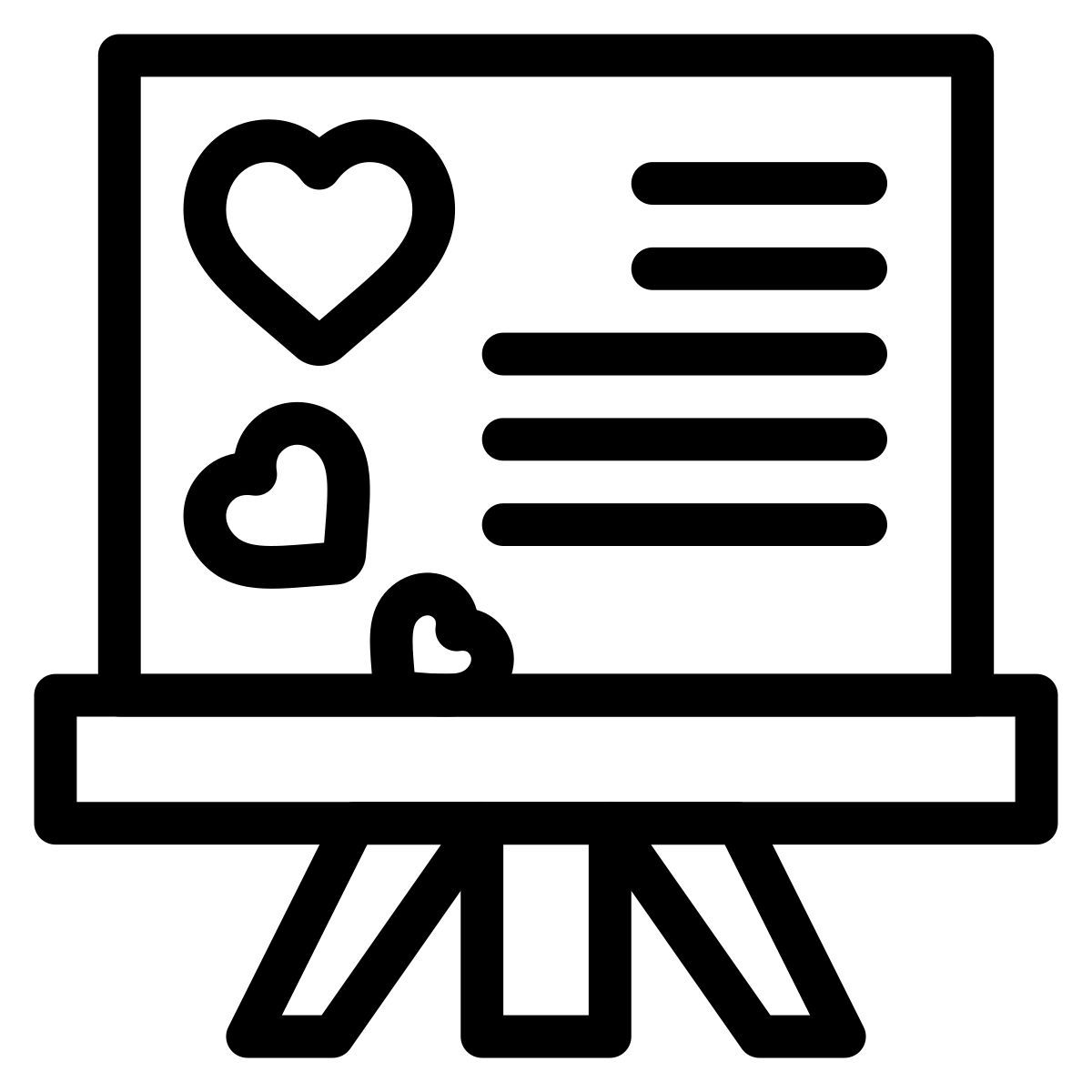 whiteboard with hearts icon
