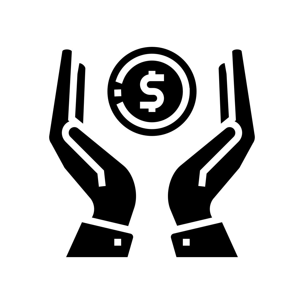 mains tenant une pièce de monnaie icon