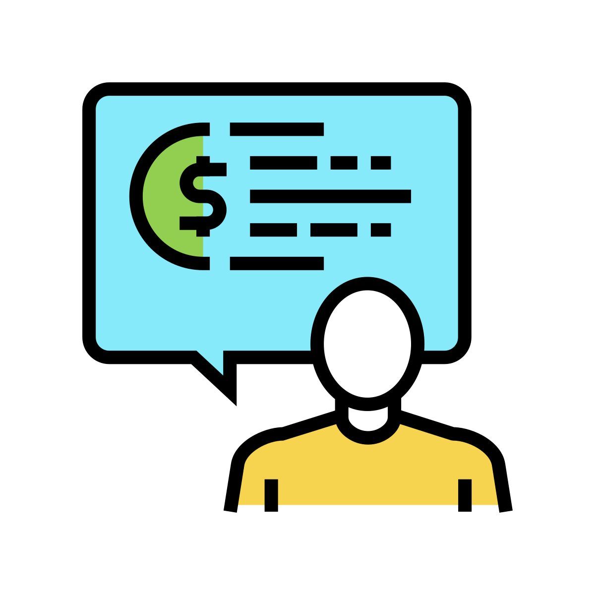 humano hablando de dinero icon