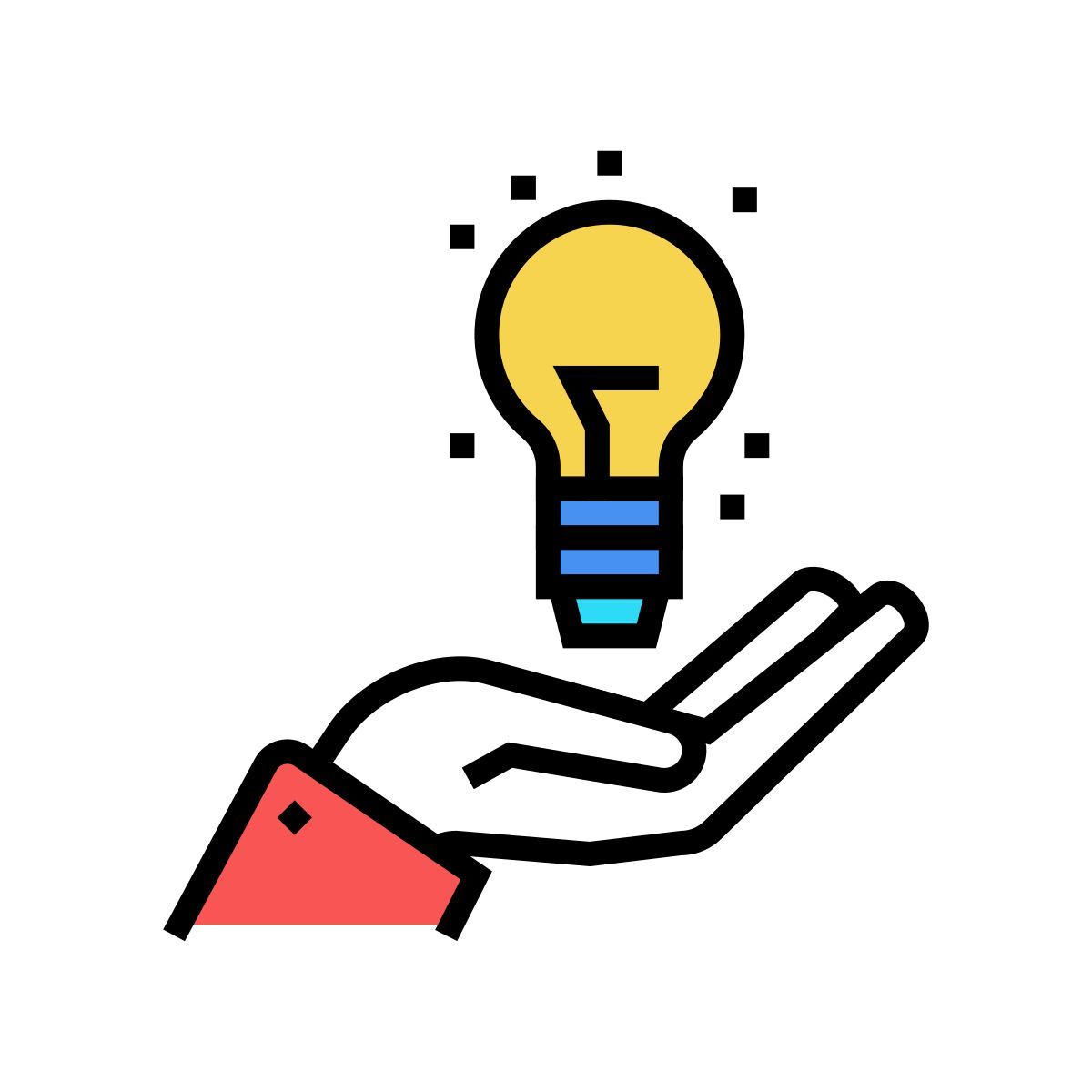 hand holding bulb icon