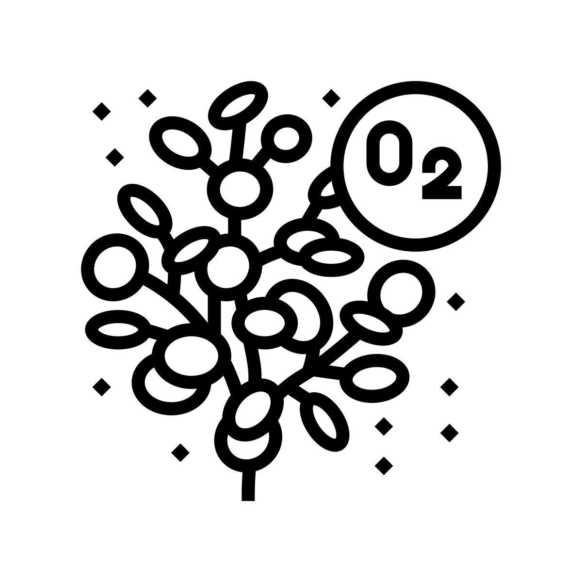 plant releasing oxygen icon