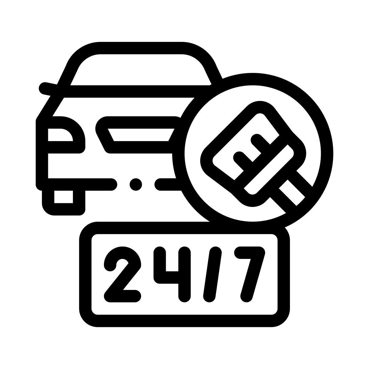 24/7 car wash service icon