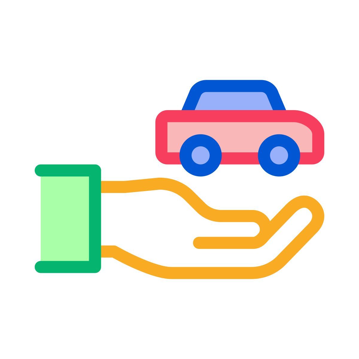 hand holding car icon