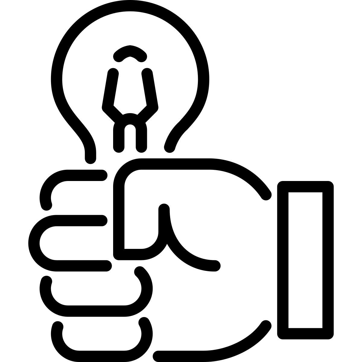 hand holding bulb icon