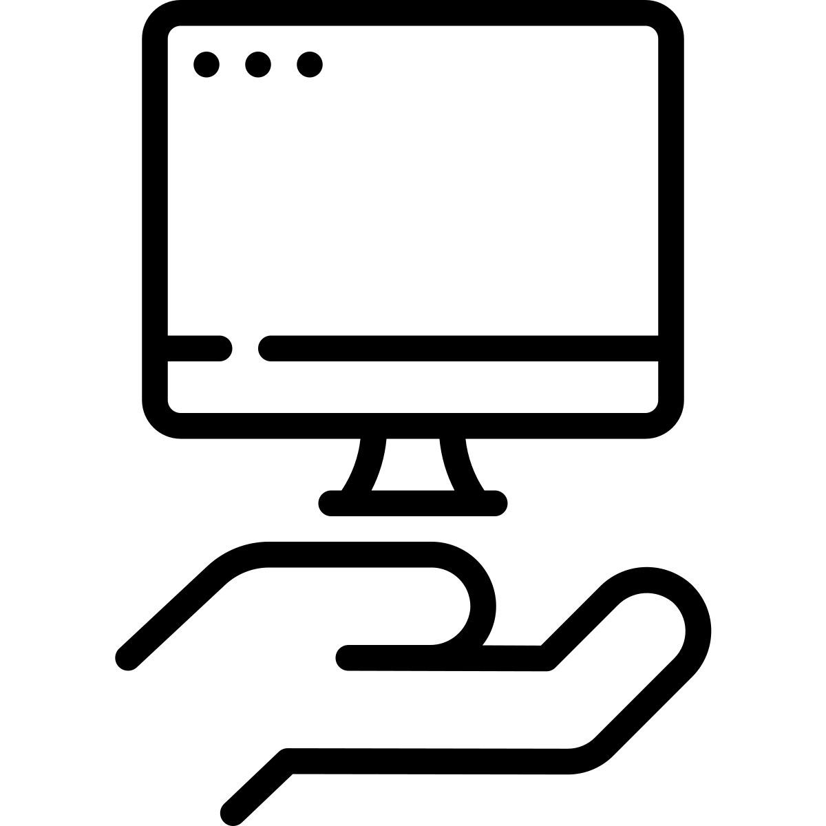 hand holding monitor icon