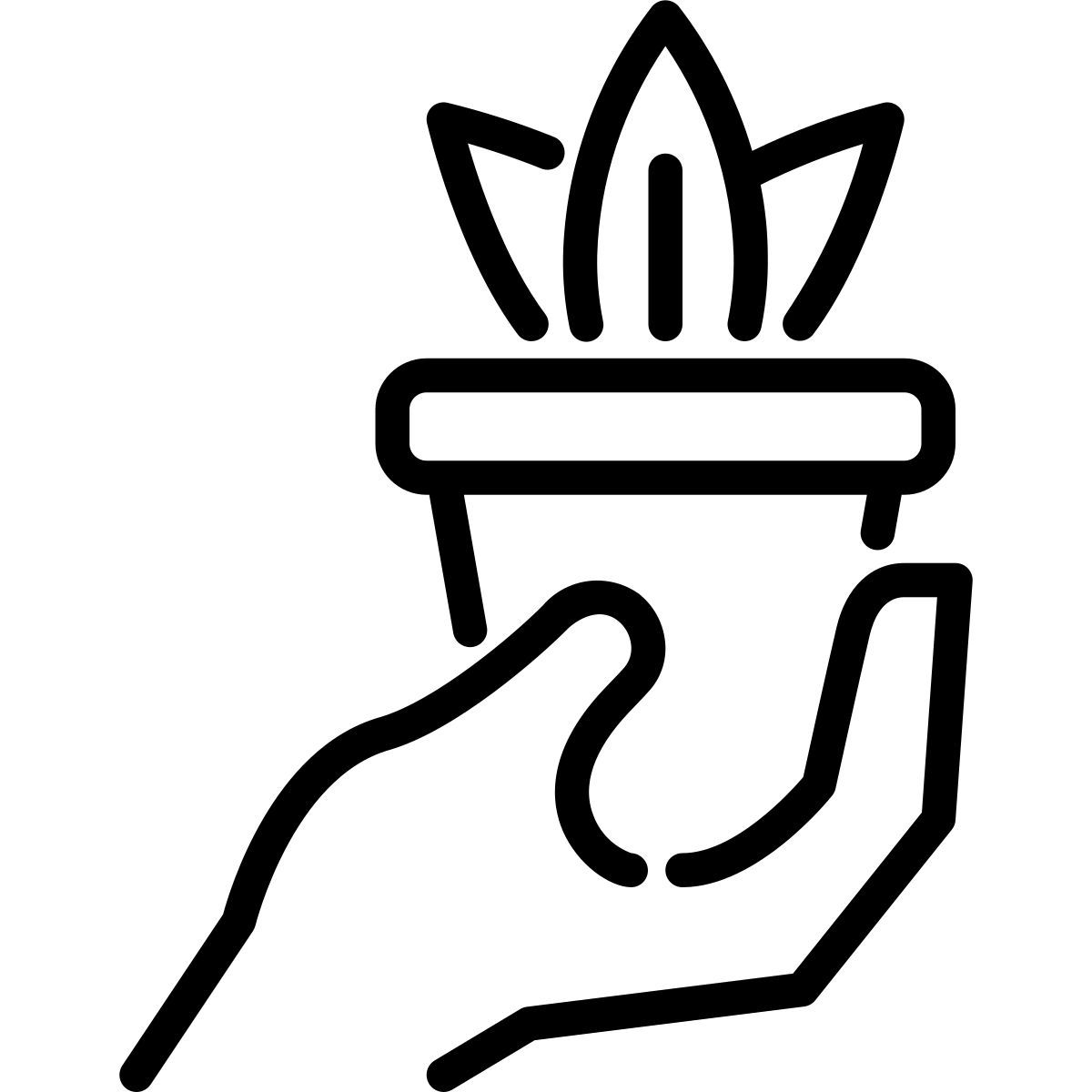 hand holding plant icon