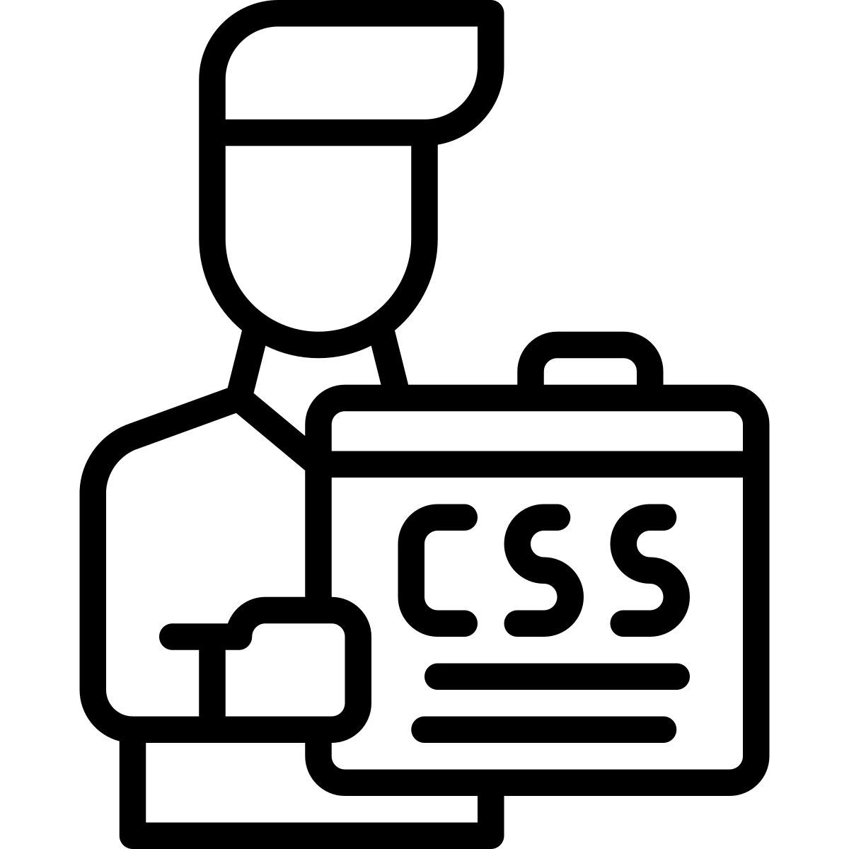programmer holding css file icon