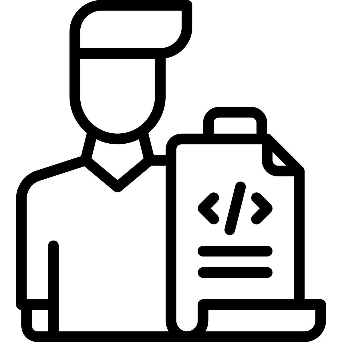 programmer holding file with code icon
