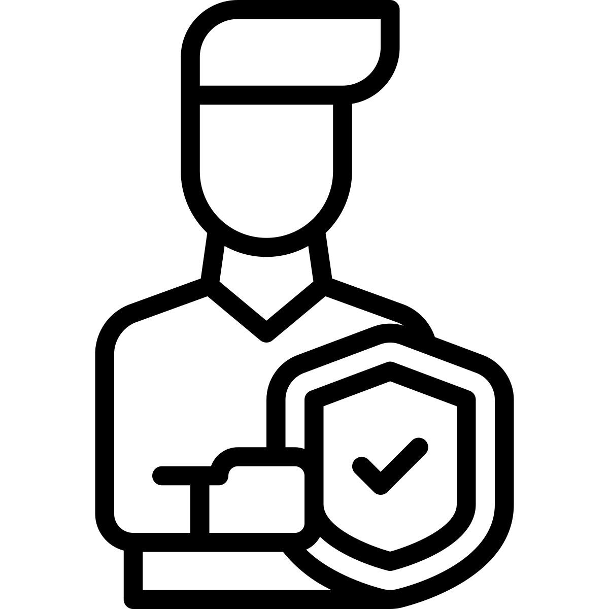programmer holding shield icon