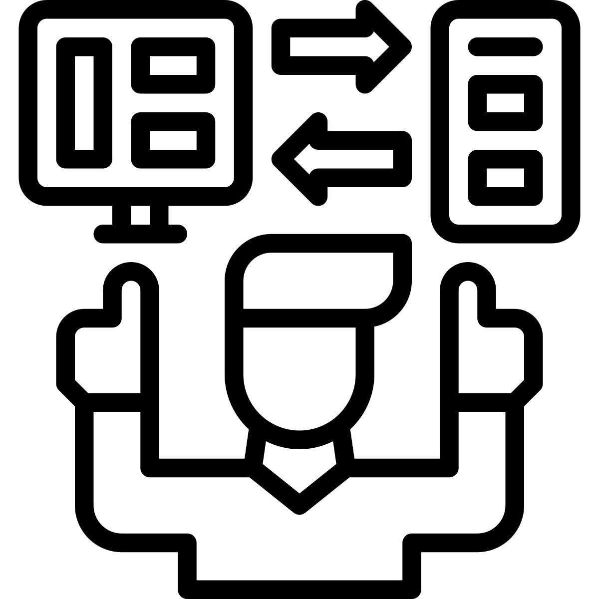 programmer pointing to files icon