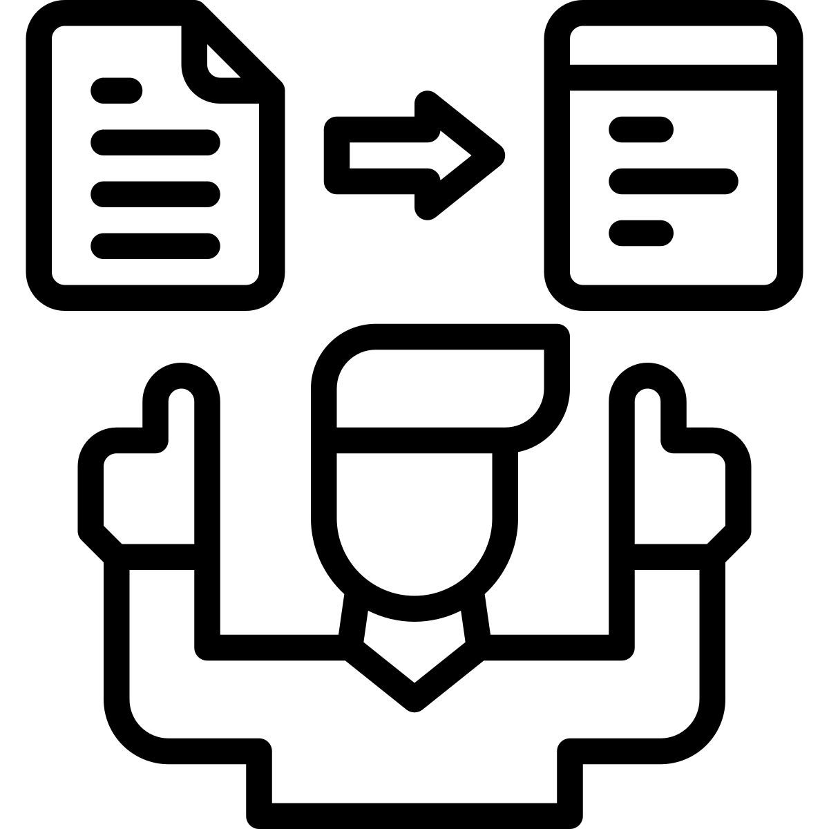 programmer pointing to files icon