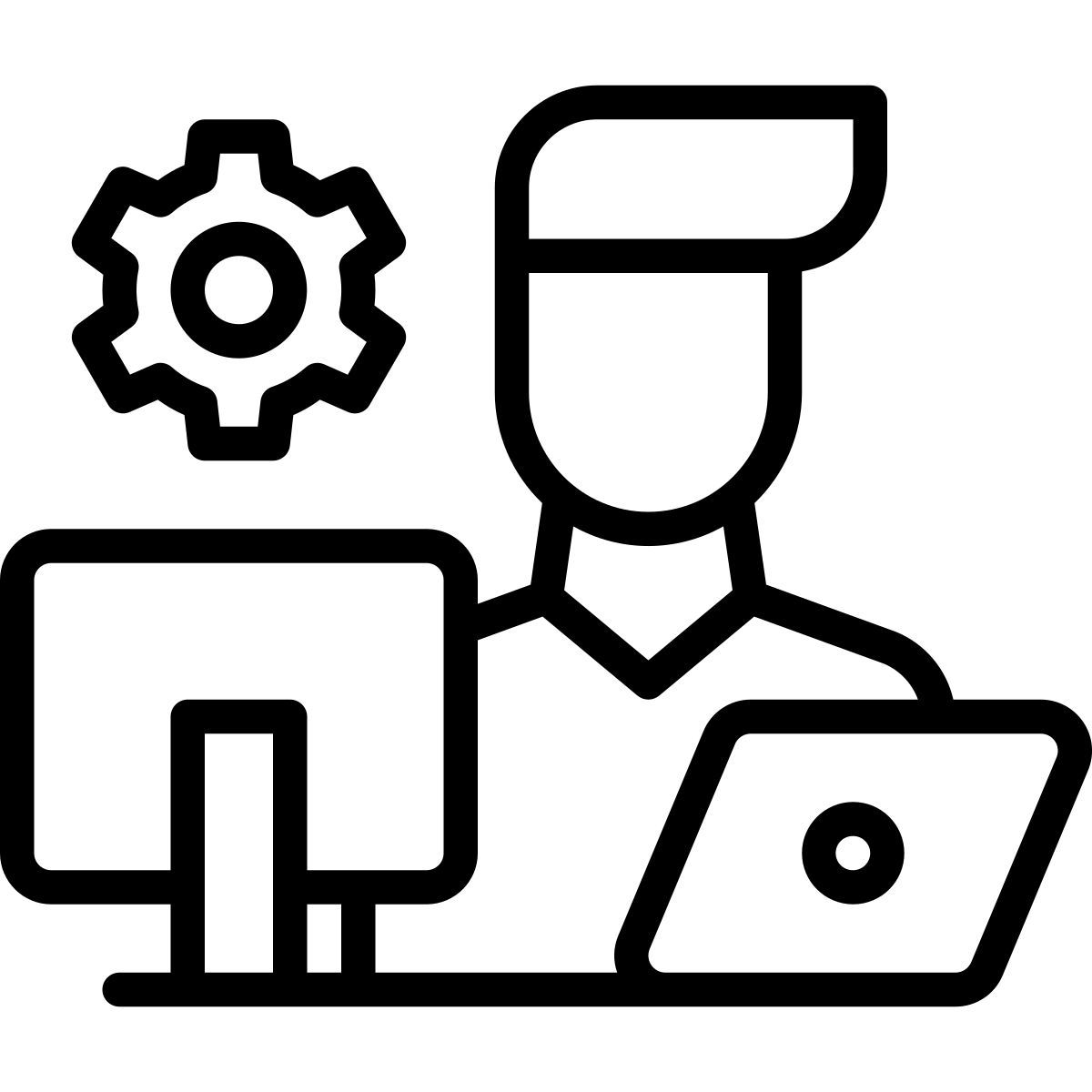 programmer working online icon