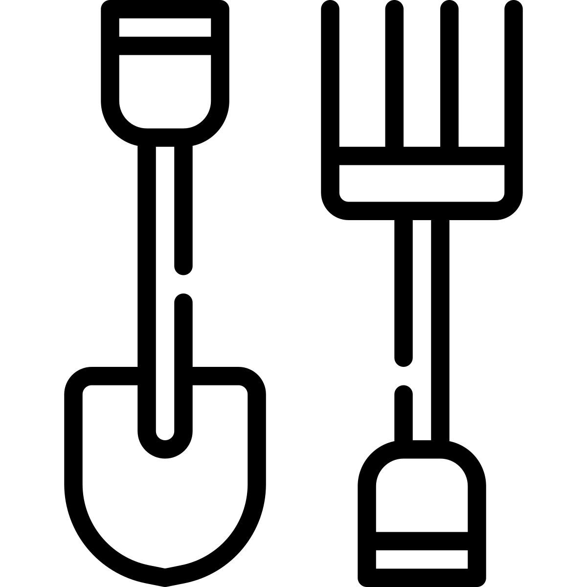 shovel and rake icon