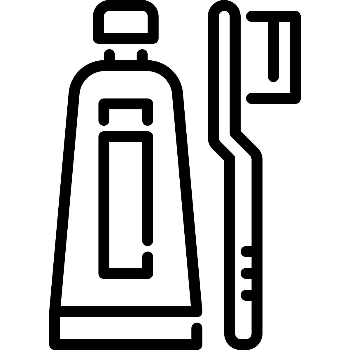 toothbrush and toothpaste icon